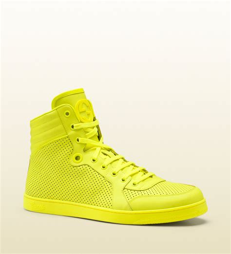 gucci neon yellow high top sneakers|Gucci high tops for men.